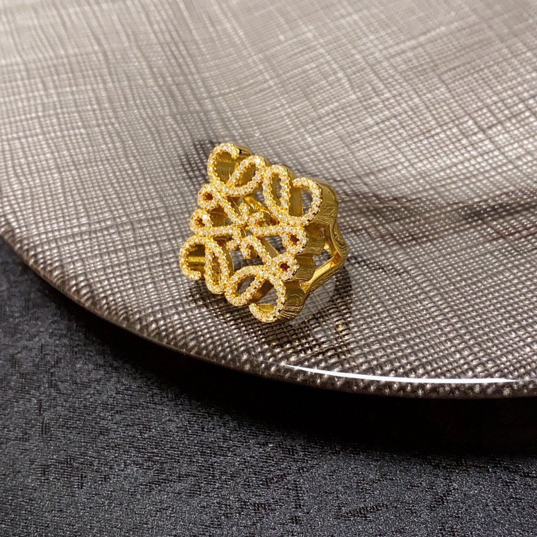 LOEWE Anagram Crystals 18K Gold Ring product image 11, provided for visual reference and product detail review