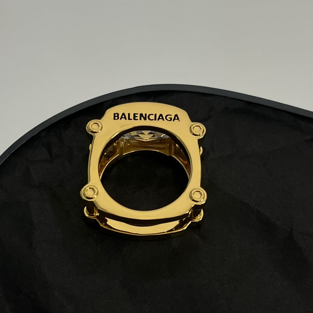 Balenciaga Crystal 18K Gold Ring product image 7, provided for visual reference and product detail review