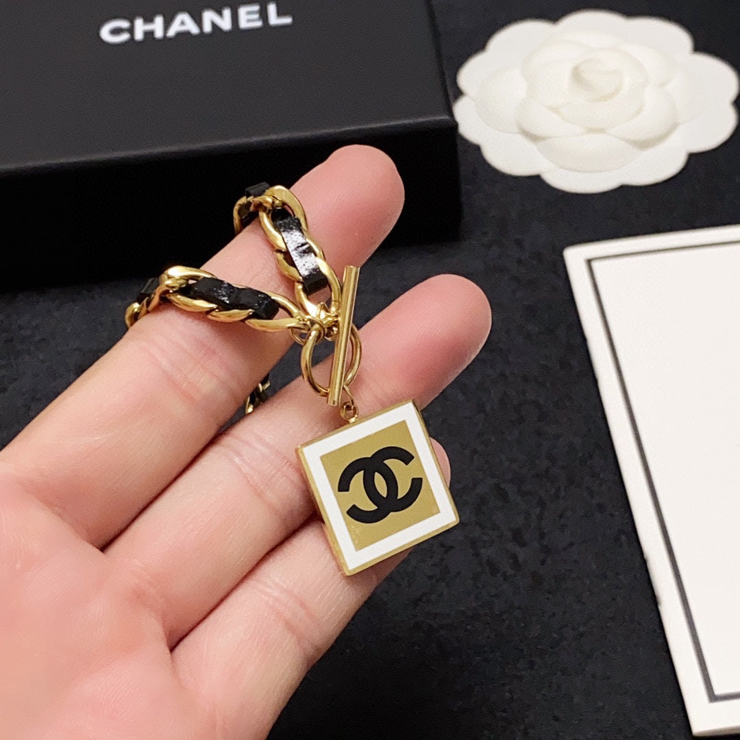 Chanel Leather Choker 18K Gold Necklace product image 3, provided for visual reference and product detail review