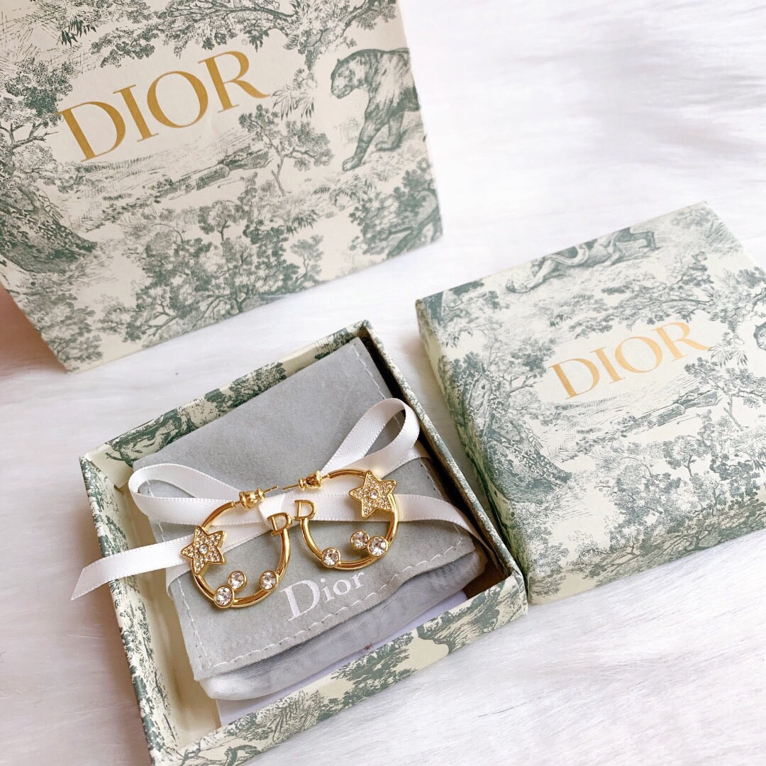 Dior Star Pink Crystals 18K Gold Earrings product image 8, provided for visual reference and product detail review