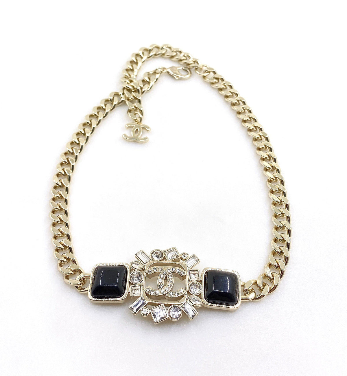 Chanel Black Crystals Chain 18K Gold Necklace product image 2, provided for visual reference and product detail review
