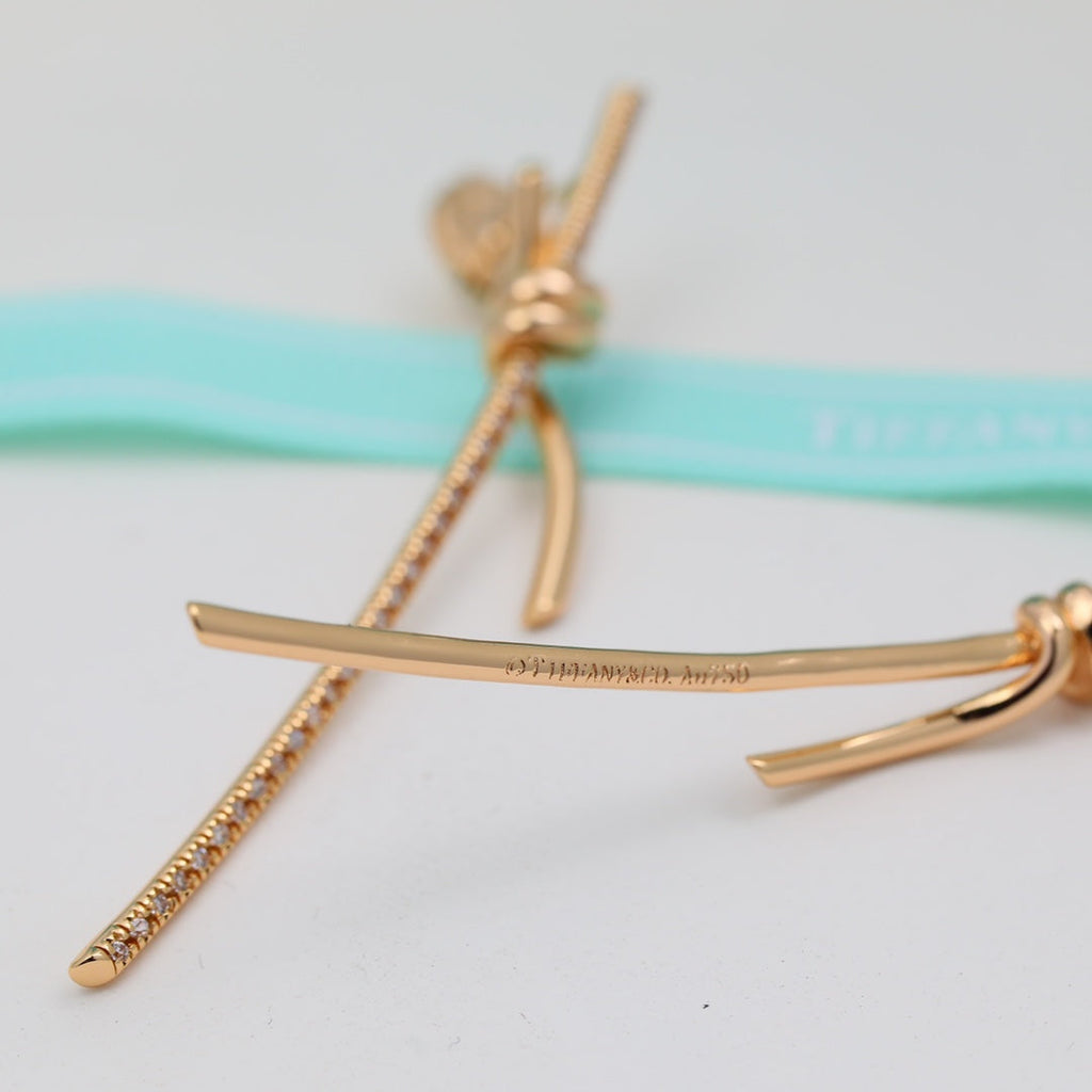 Tiffany Knot Drop Diamonds 18K Gold Earrings product image 4, provided for visual reference and product detail review