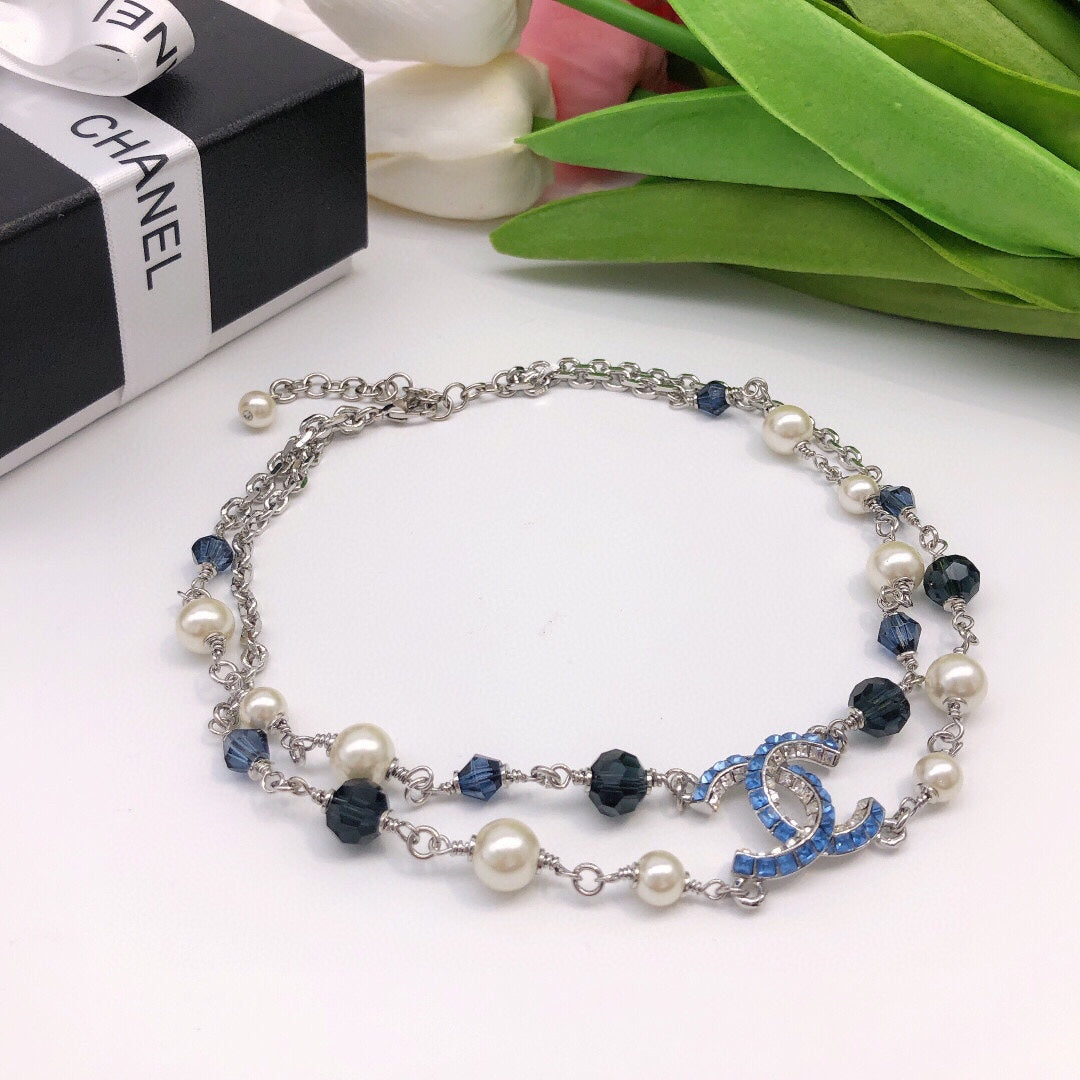 Chanel Blue Resin 18K Gold Necklace product image 8, provided for visual reference and product detail review
