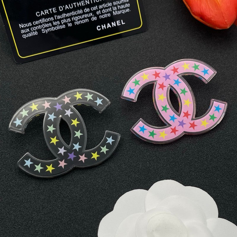 Chanel Pink & Black Star 18K Gold Brooch product image 8, provided for visual reference and product detail review