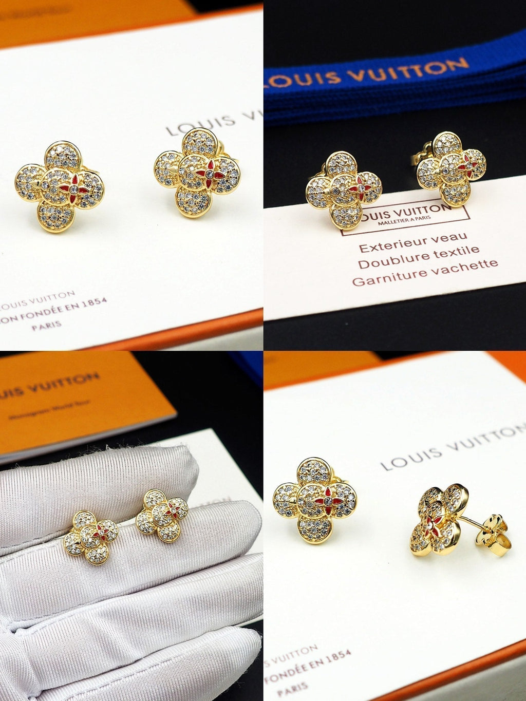 Louis Vuitton Vivienne Diamond 18K Gold Earrings product image 14, provided for visual reference and product detail review