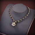 Chanel Leather Choker 18K Gold Necklace product image 1, provided for visual reference and product detail review