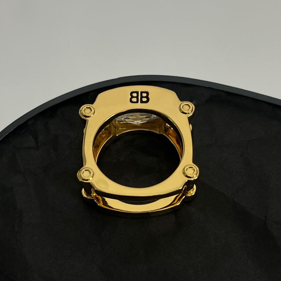Balenciaga Crystal 18K Gold Ring product image 8, provided for visual reference and product detail review