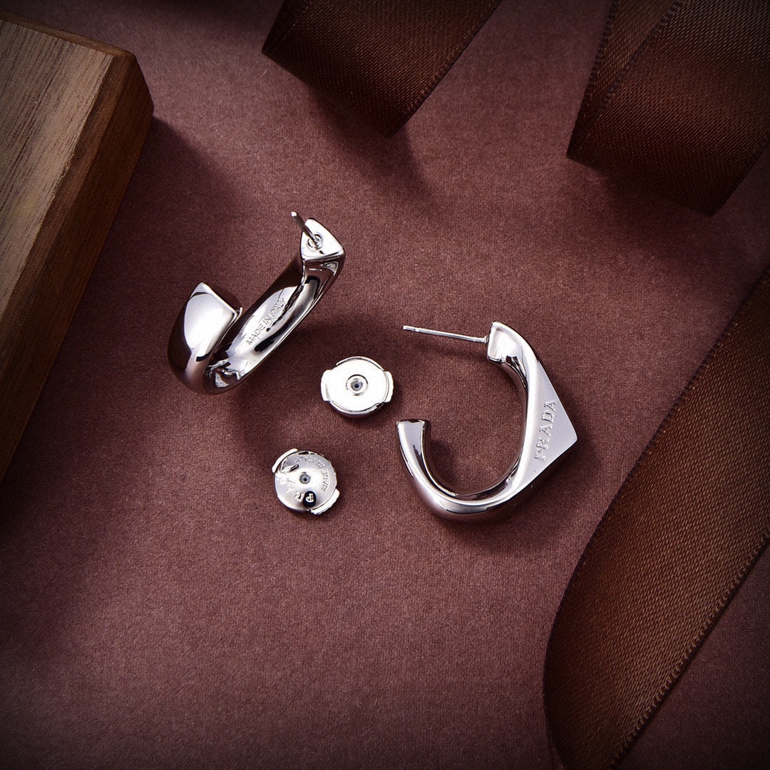 Prada Triangle Open 18K Gold Earrings product image 5, provided for visual reference and product detail review