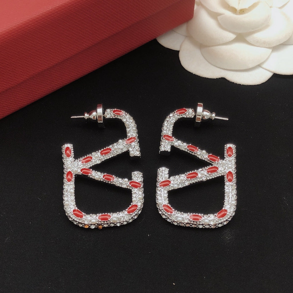 Valentino Red Crystal 18K Gold Earrings product image 11, provided for visual reference and product detail review