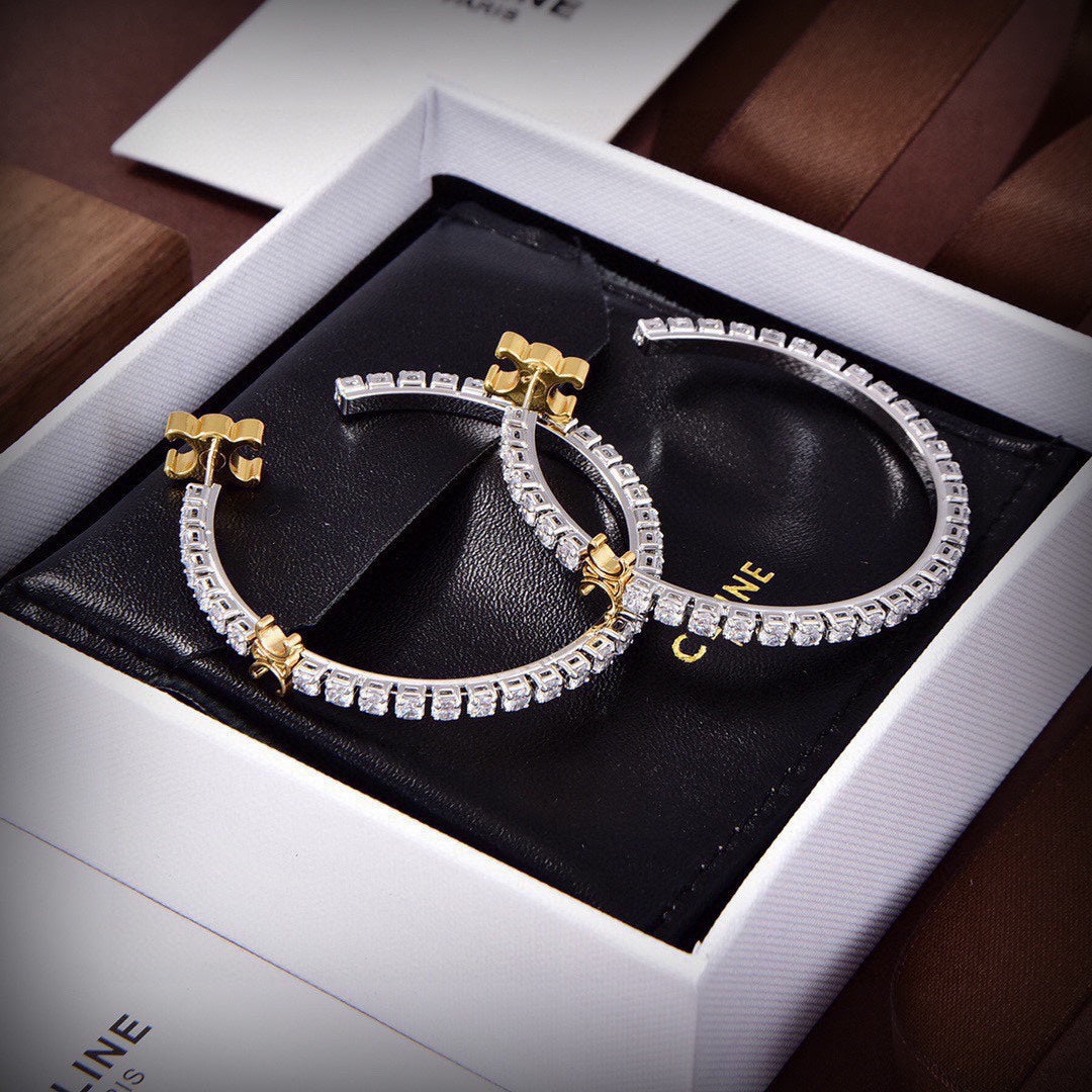 Celine Diamonds Hoops 18K Gold Earrings product image 8, provided for visual reference and product detail review