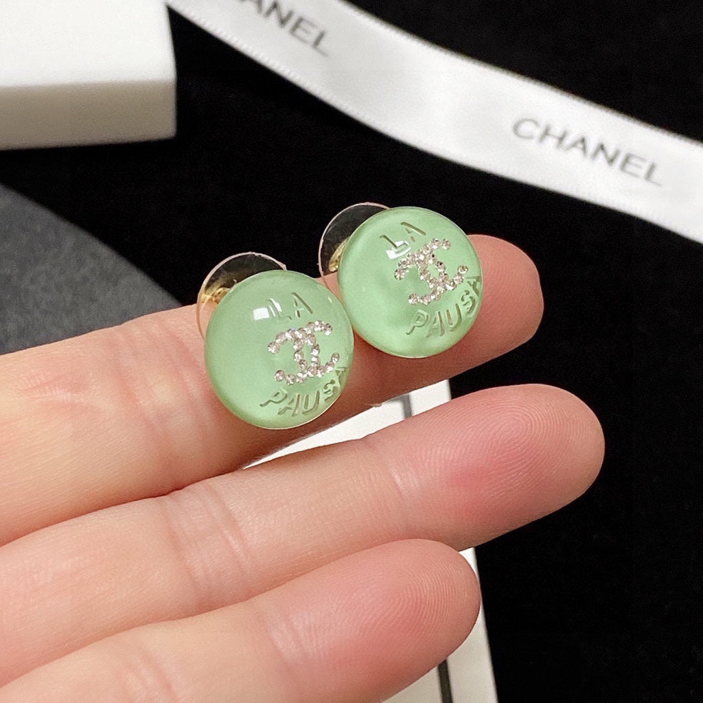 Chanel Green 18K Gold Earrings product image 5, provided for visual reference and product detail review