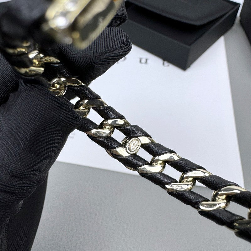 Chanel 26C Black Leather Cuff 18K Gold Bracelet product image 7, provided for visual reference and product detail review