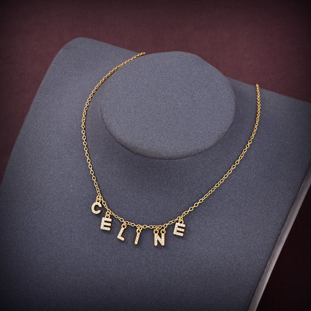 Celine Paris Strass Crystals 18K Gold Necklace product image 4, provided for visual reference and product detail review