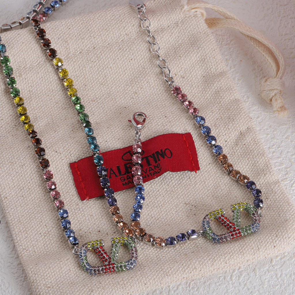 Valentino Multi-Color Crystals 18K Gold Necklace product image 4, provided for visual reference and product detail review