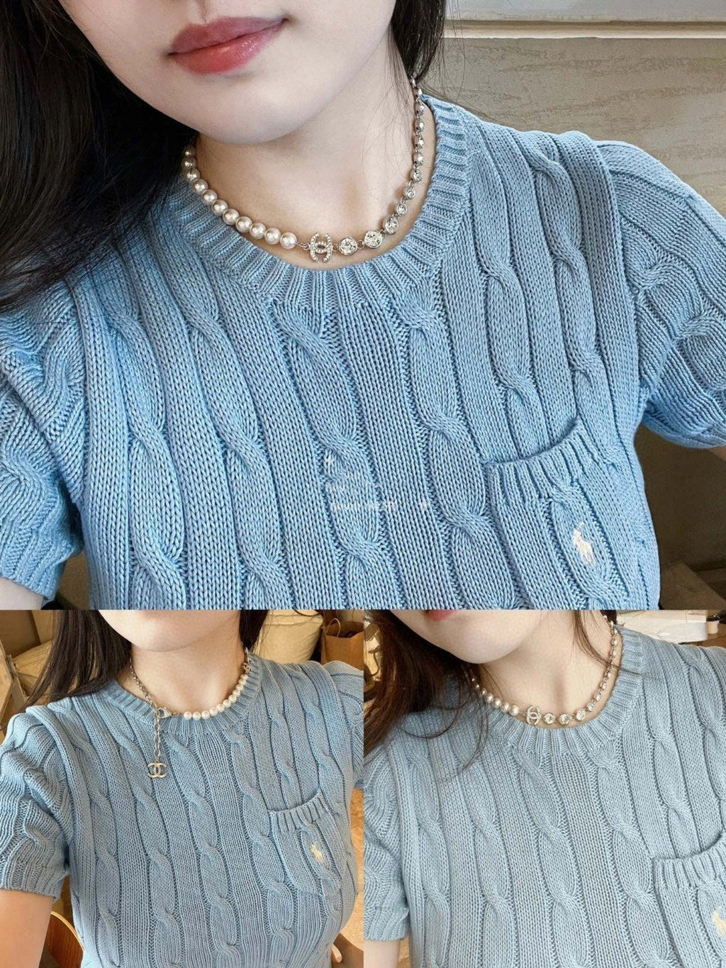 Chanel Pearls Crystals 18K Gold Necklace product image 3, provided for visual reference and product detail review
