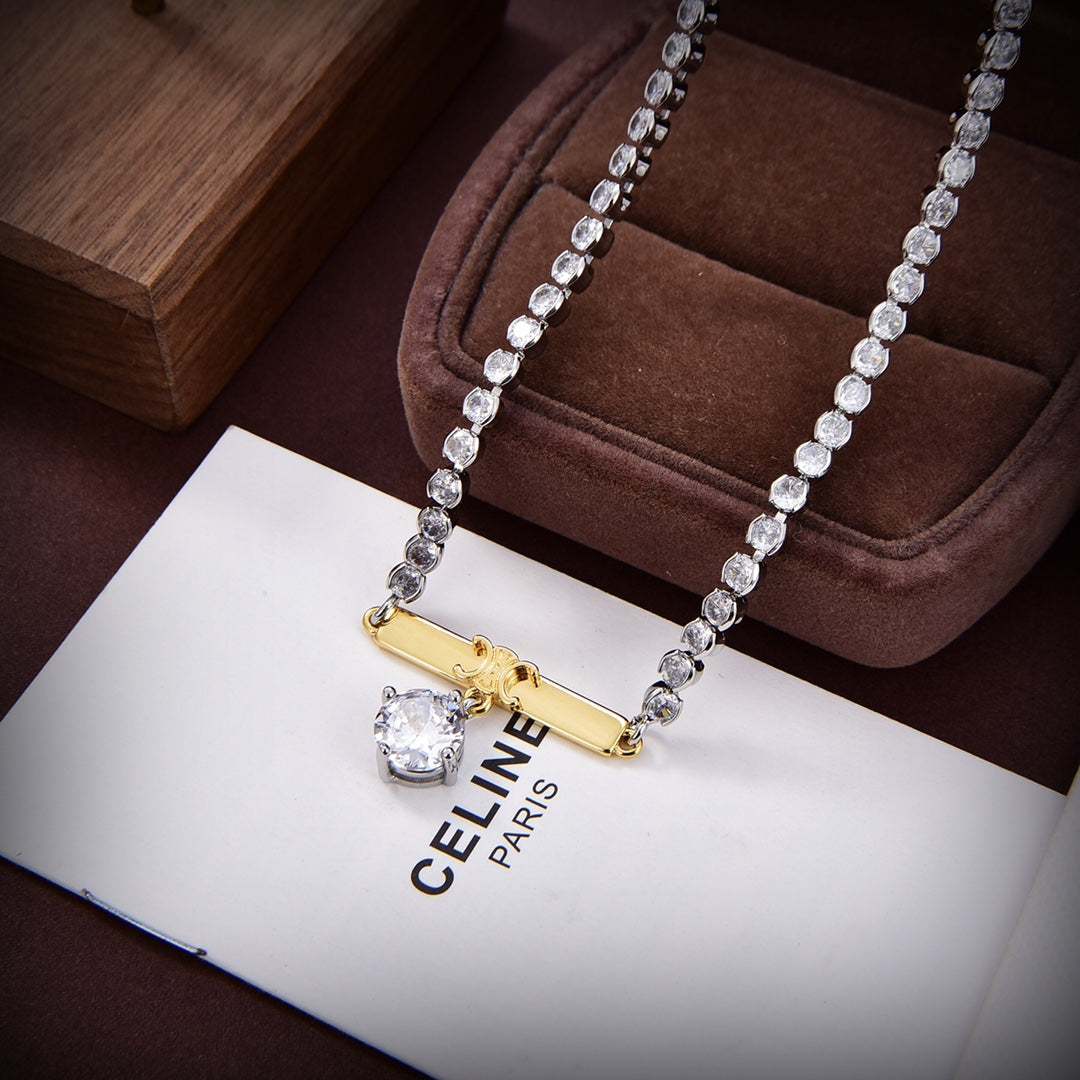 Celine Celine Line Diamonds 18K Gold Necklace product image 8, provided for visual reference and product detail review