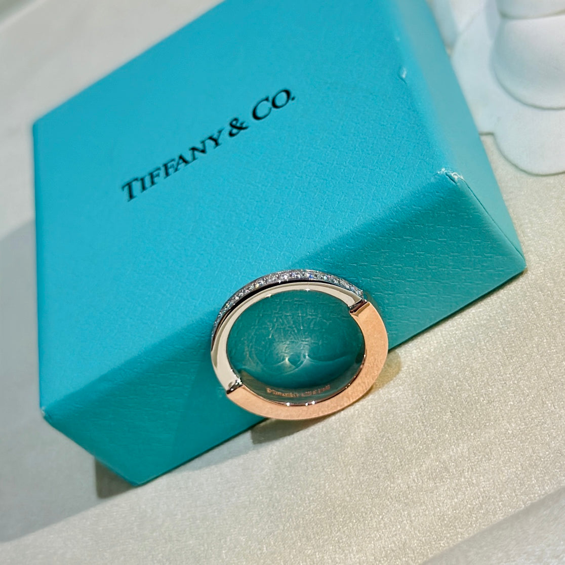 Tiffany Lock Diamond 18K Rose Gold Ring product image 11, provided for visual reference and product detail review
