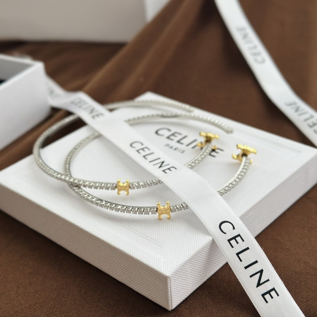 Celine Gourmette Crystals 18K Gold Earrings product image 9, provided for visual reference and product detail review