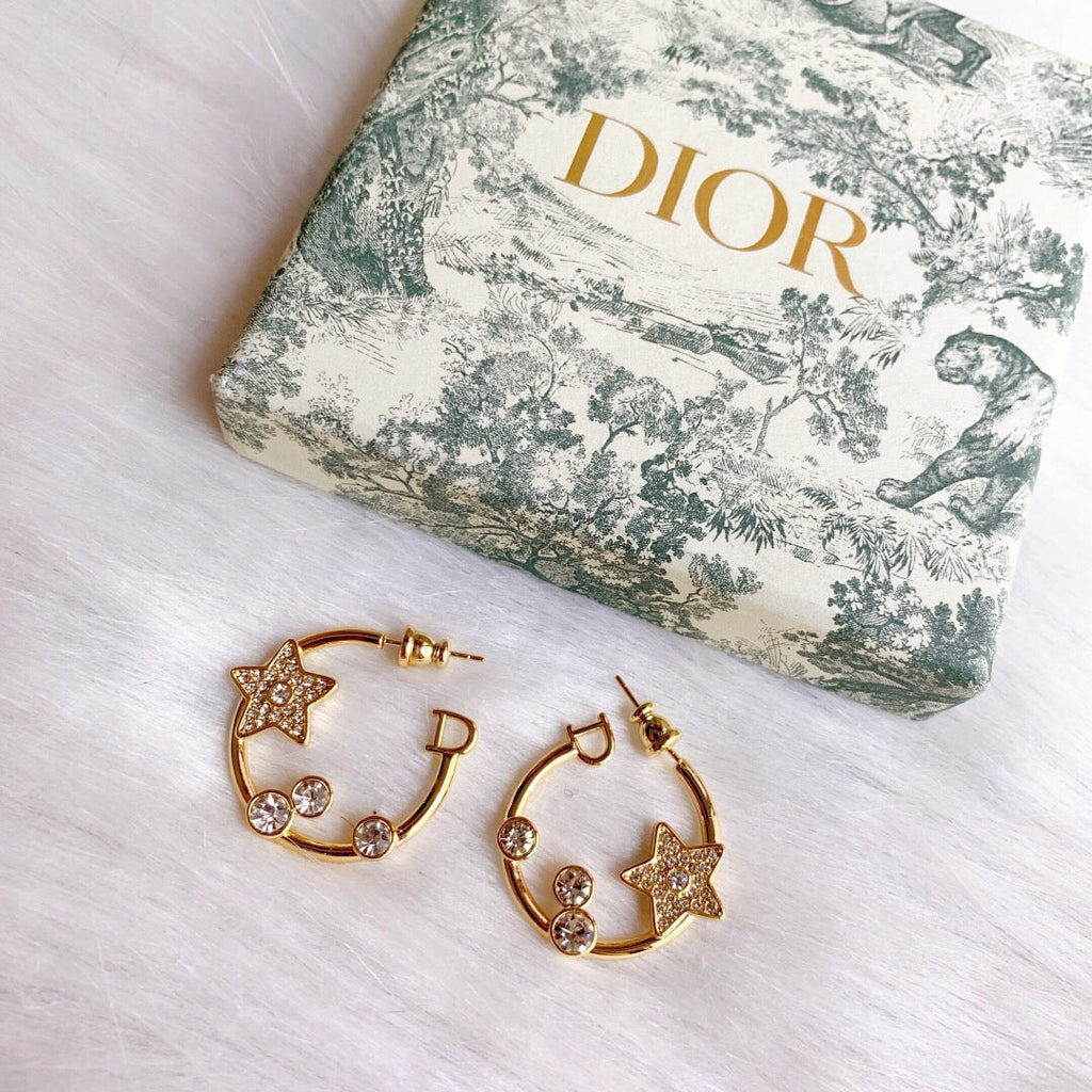 Dior Star Pink Crystals 18K Gold Earrings product image 9, provided for visual reference and product detail review