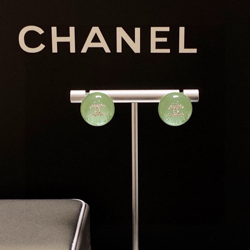 Chanel Green 18K Gold Earrings product image 6, provided for visual reference and product detail review