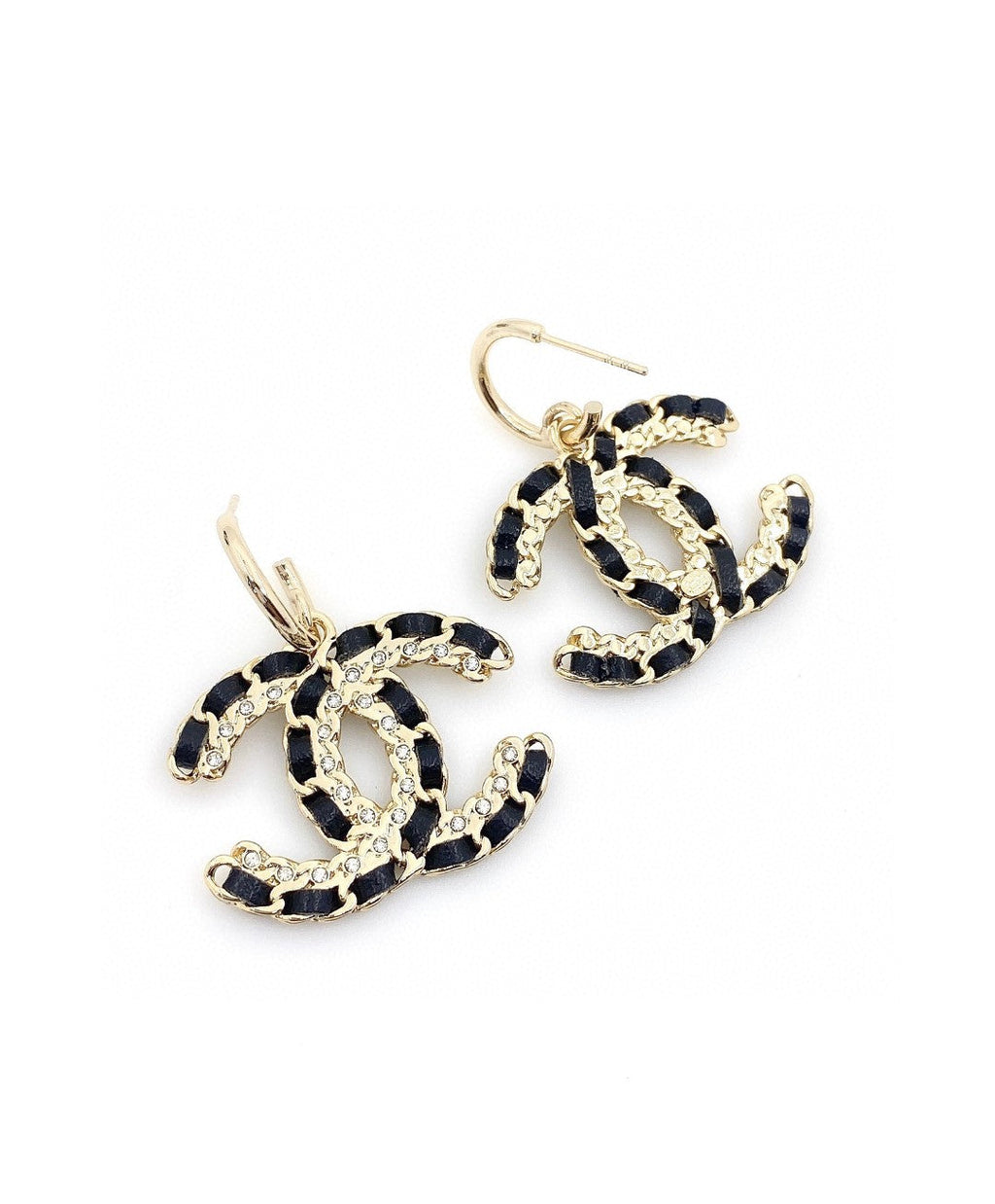 Chanel Leather 18K Gold Earrings product image 3, provided for visual reference and product detail review