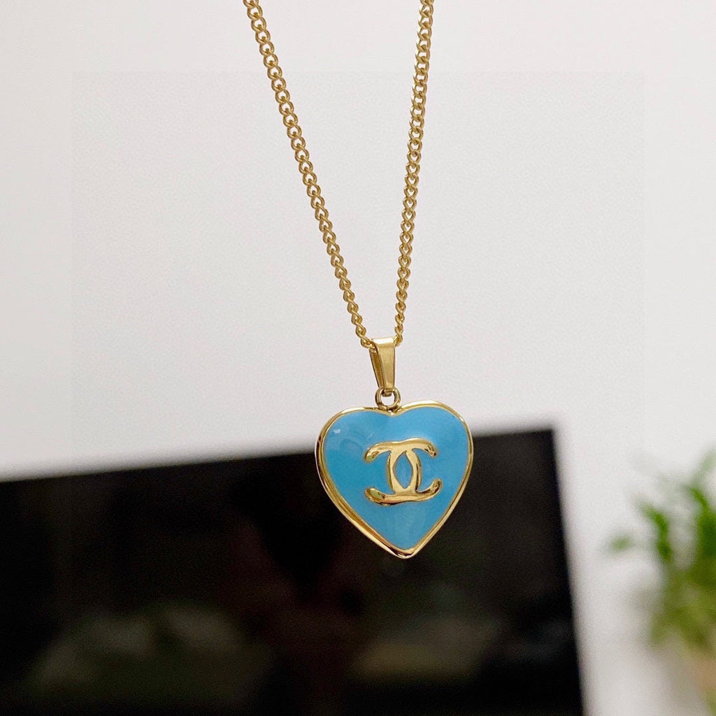 Chanel Blue Heart 18K Gold Necklace product image 2, provided for visual reference and product detail review