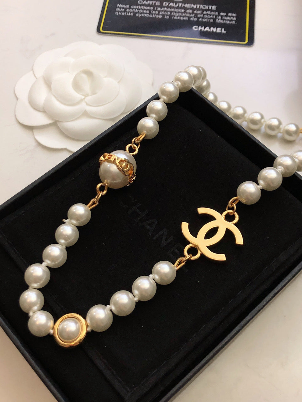 Chanel Pearl Chain 18K Gold Necklace product image 9, provided for visual reference and product detail review