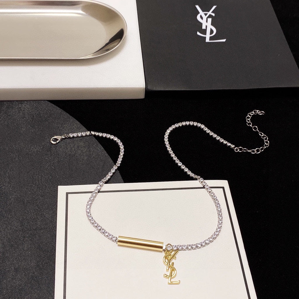 YSL Chain Diamond 18K Gold Necklace product image 9, provided for visual reference and product detail review