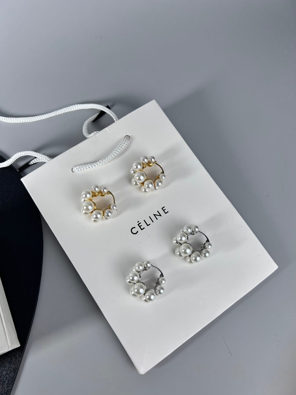 Celine Two-Rows Pearl 18K Gold Earrings product image 9, provided for visual reference and product detail review