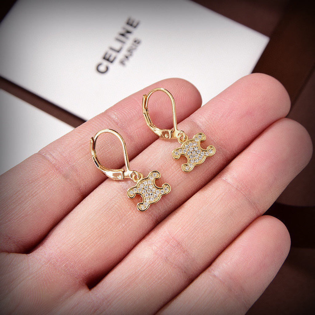 Celine Rhinestone 18K Gold Earrings product image 6, provided for visual reference and product detail review