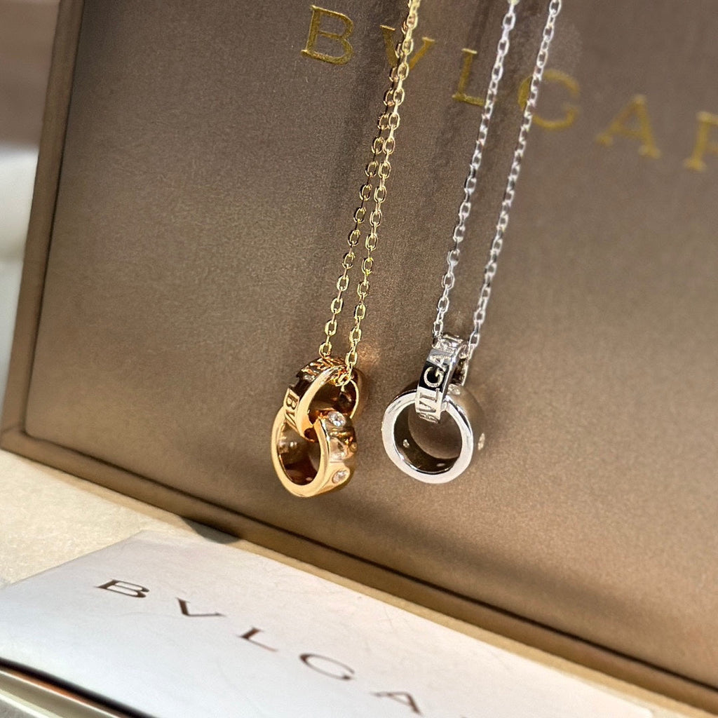 Bvlgari Two Rings 18K Gold Necklace product image 9, provided for visual reference and product detail review