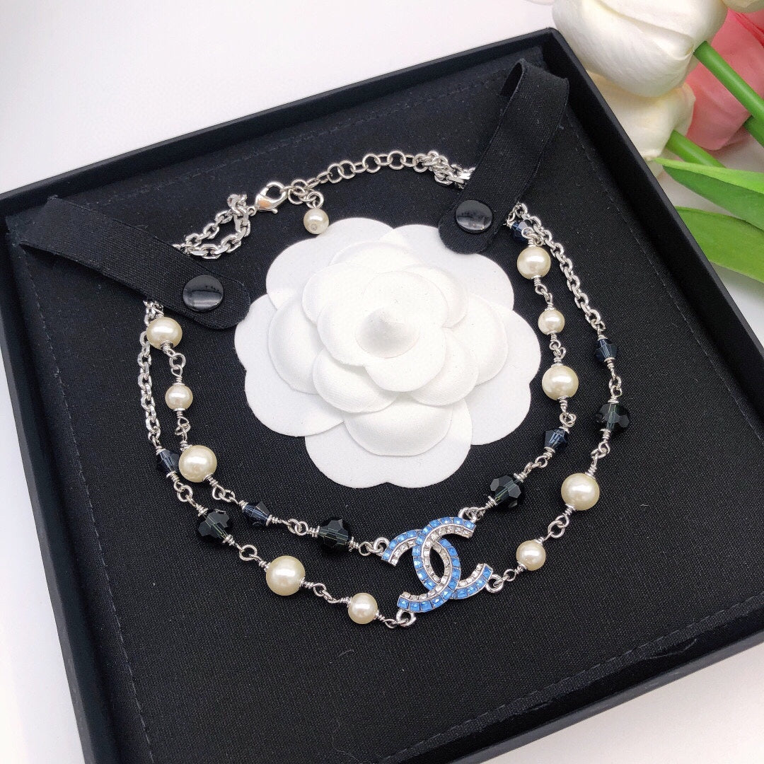 Chanel Blue Resin 18K Gold Necklace product image 9, provided for visual reference and product detail review