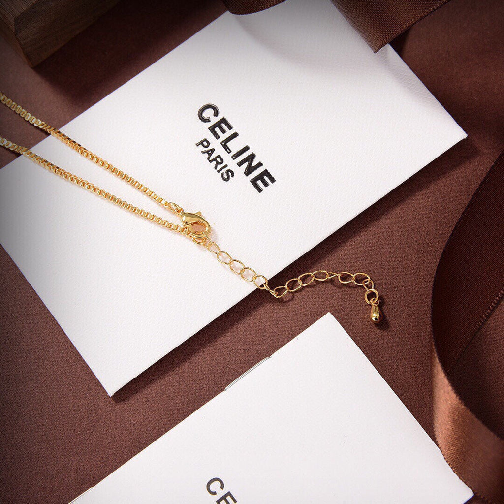 Celine Pink Heart Crystal 18K Gold Necklace product image 9, provided for visual reference and product detail review