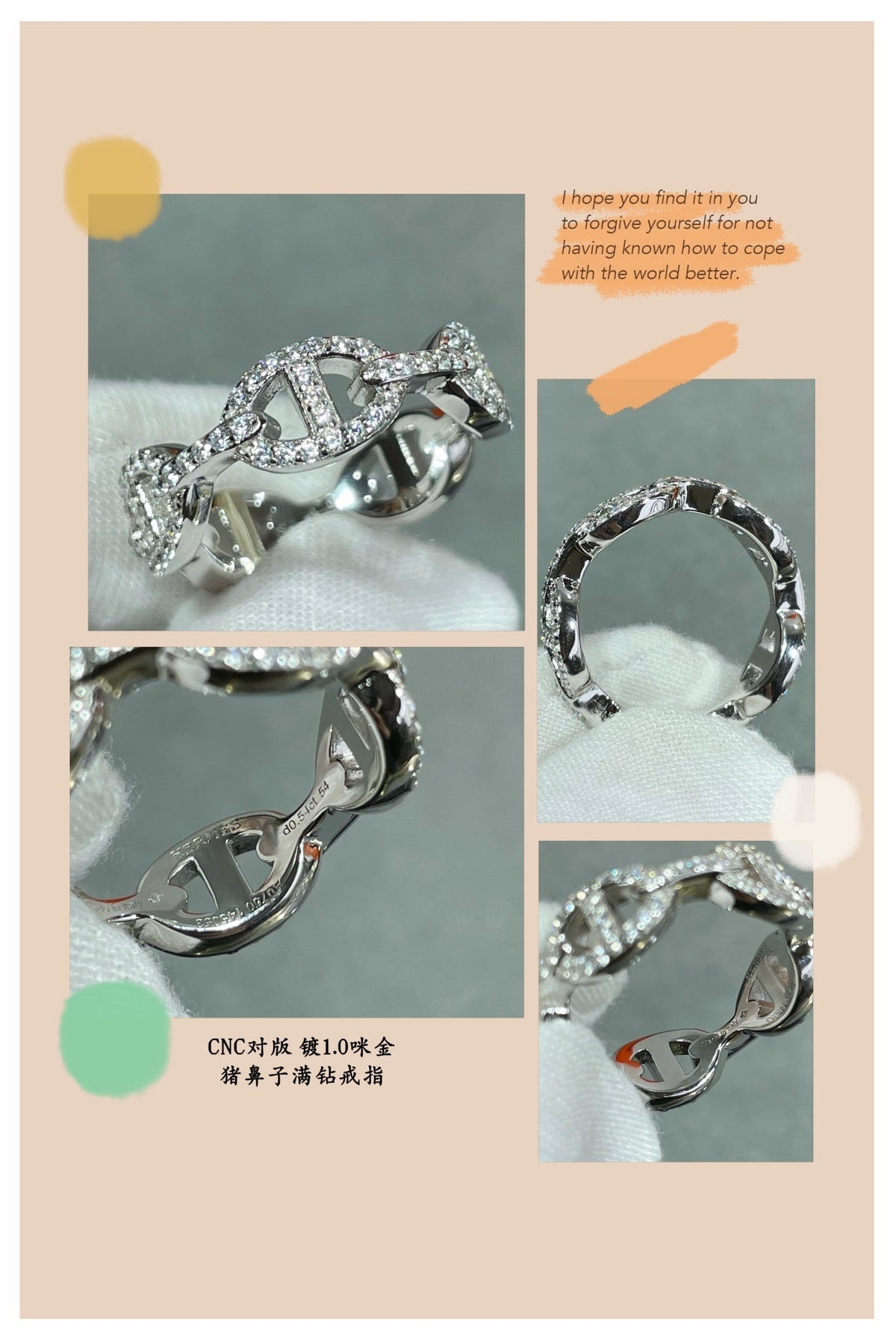 Hermes Chaine D'Ancre Enchainee Diamond 18K Gold Ring product image 4, provided for visual reference and product detail