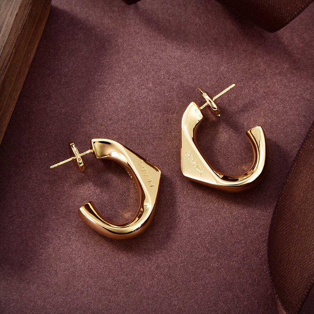 Prada Triangle Open 18K Gold Earrings product image 2, provided for visual reference and product detail review