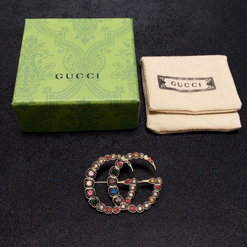 Gucci Double Color Crystal 18K Gold Brooch product image 9, provided for visual reference and product detail review