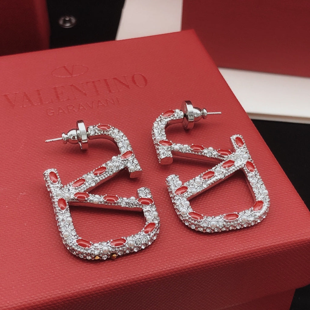 Valentino Red Crystal 18K Gold Earrings product image 9, provided for visual reference and product detail review