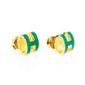 Hermes Mini Pop Green 18K Gold Earrings product image 1, provided for visual reference and product detail review