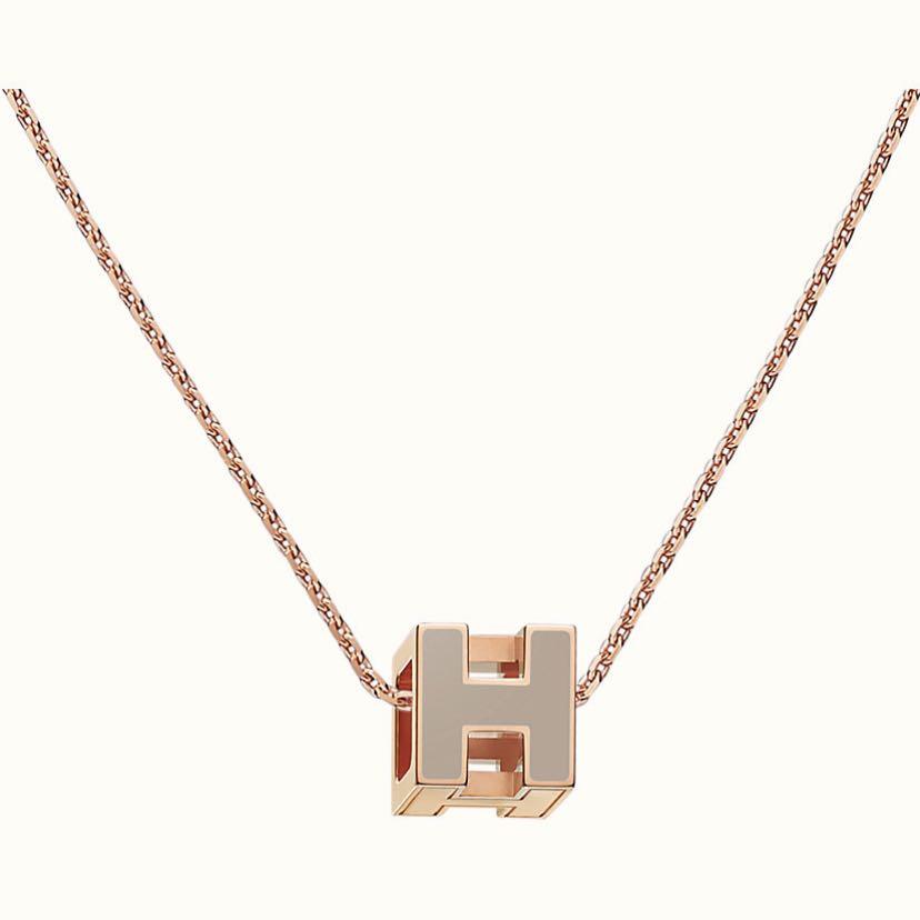 Hermes Cage D'H Grey 18K Gold Necklace product image 1, provided for visual reference and product detail review