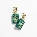 Chanel Green Perfume Bottle 18K Gold Earrings product image 1, provided for visual reference and product detail review