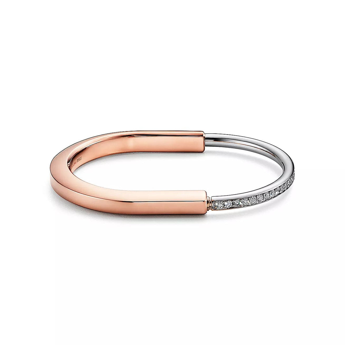 Tiffany Lock Bangle Half Pave Diamonds 18K Gold Bracelet product image 2, provided for visual reference and product detail